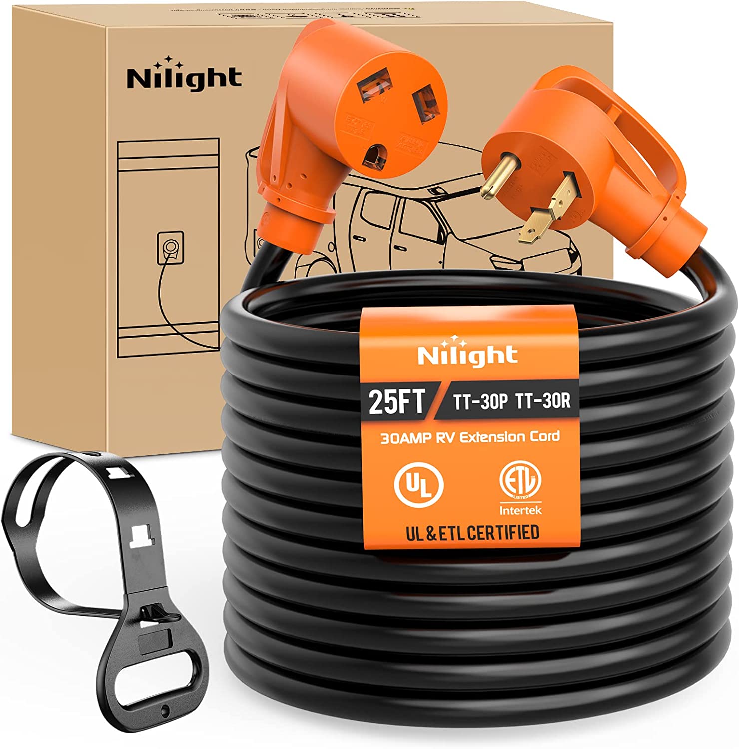 30Amp 25FT RV Extension Cord Nilight
