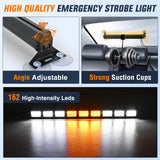 162 LED Traffic Advisor Strobe Light Bar 2-in-1 Amber White Emergency Warning Hazard Lights with Controller 4 Switchable Color 36 Flash Pattern for Trucks Cars Tow Plow Construction Vehicles