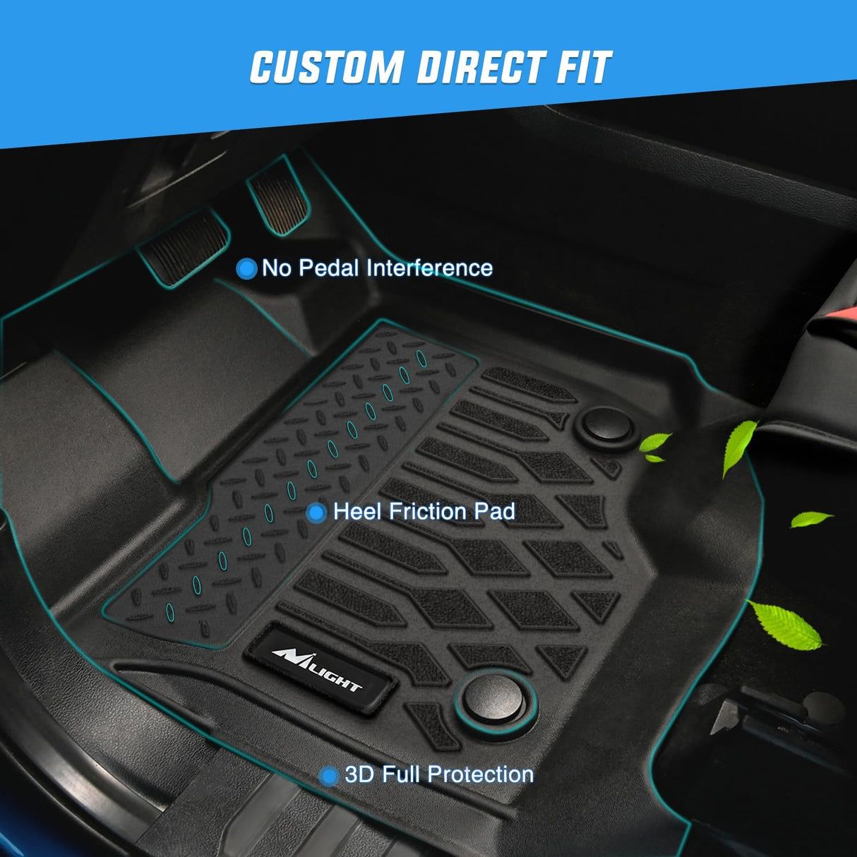 TPE Floor Mats for Toyota Corolla 2008 2009 2010 2011 2012 2013 | All Weather Custom Fit Heavy Duty Floor Liners