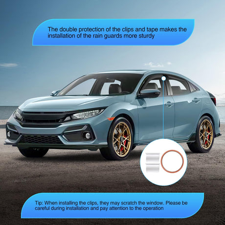 in-Channel Window Deflectors for Honda Civic Hatchback 2016 2017 2018 2019 2020 2021, Inside Mount Rain Guards, Low Profile Wind Deflectors for Cars, Smoke Tinted, 4PCS