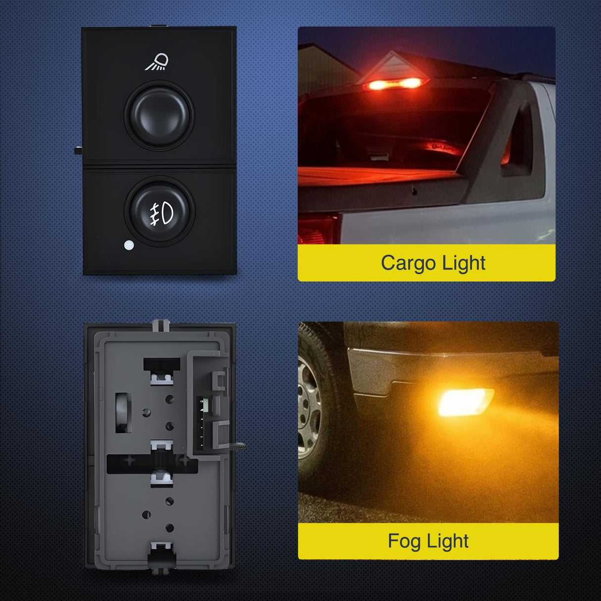 Fog Light and Cargo Lamp Switch Compatible with 2003 2004 2005 2006 Chevy Silverado 1500 2500 3500 Avalanche 1500 2500 2003-2006 GMC Sierra 1500 2500 3500 Cadillac Escalade w/Blue LED