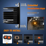 Flush Mount LED Light Pods 2 PCS 42 W Amber Upgraded Spot Flood Combo Driving Fog Lights Off Road Lights Bumper LED Work Light for Truck SUV ATV UTV Pickup Van Boat Tractor