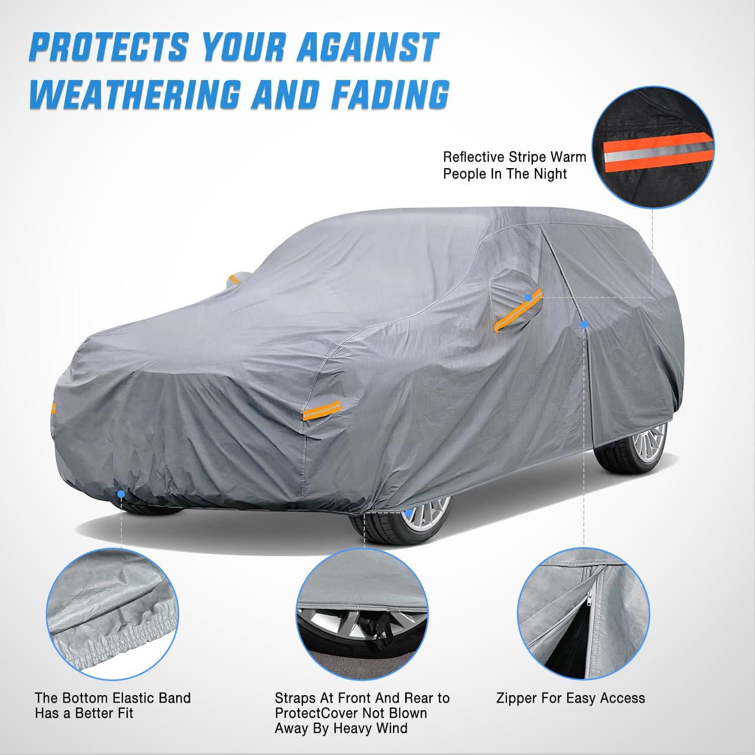 Universal Fit for SUV Jeep-Length (182" to 190") Car Cover UV Protection Nilight