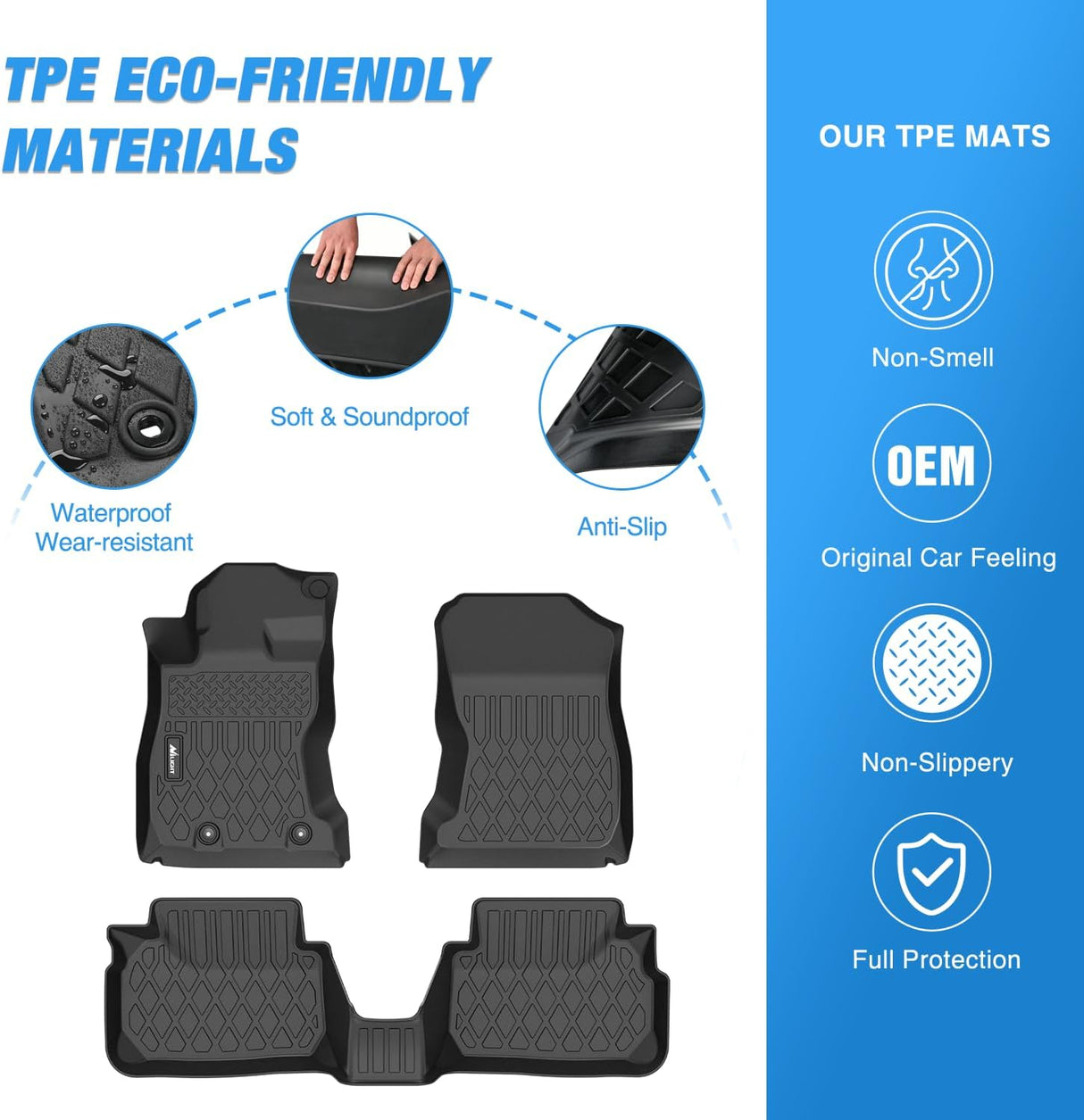 Floor Mat TPE Floor Mats for Subaru WRX 2022 2023 2024 2025 2026, All Weather Custom Fit Heavy Duty Floor Liners