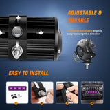 12 Inch LED Light Bar Purple Triple Row 240W Flood Spot Combo Off Road Driving Decoration Neon Hunting Lighting for UTV Pick-up Van Boat Tractor
