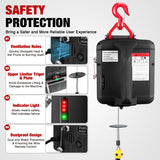 3-in-1 Electric Hoist Winch, 1100LBS 1500W Portable Power Winch Crane with Manual Wired Wireless Remote Control, 110V Electric Winch 25FT Lifting Height for Garage Warehouses Factories, Black