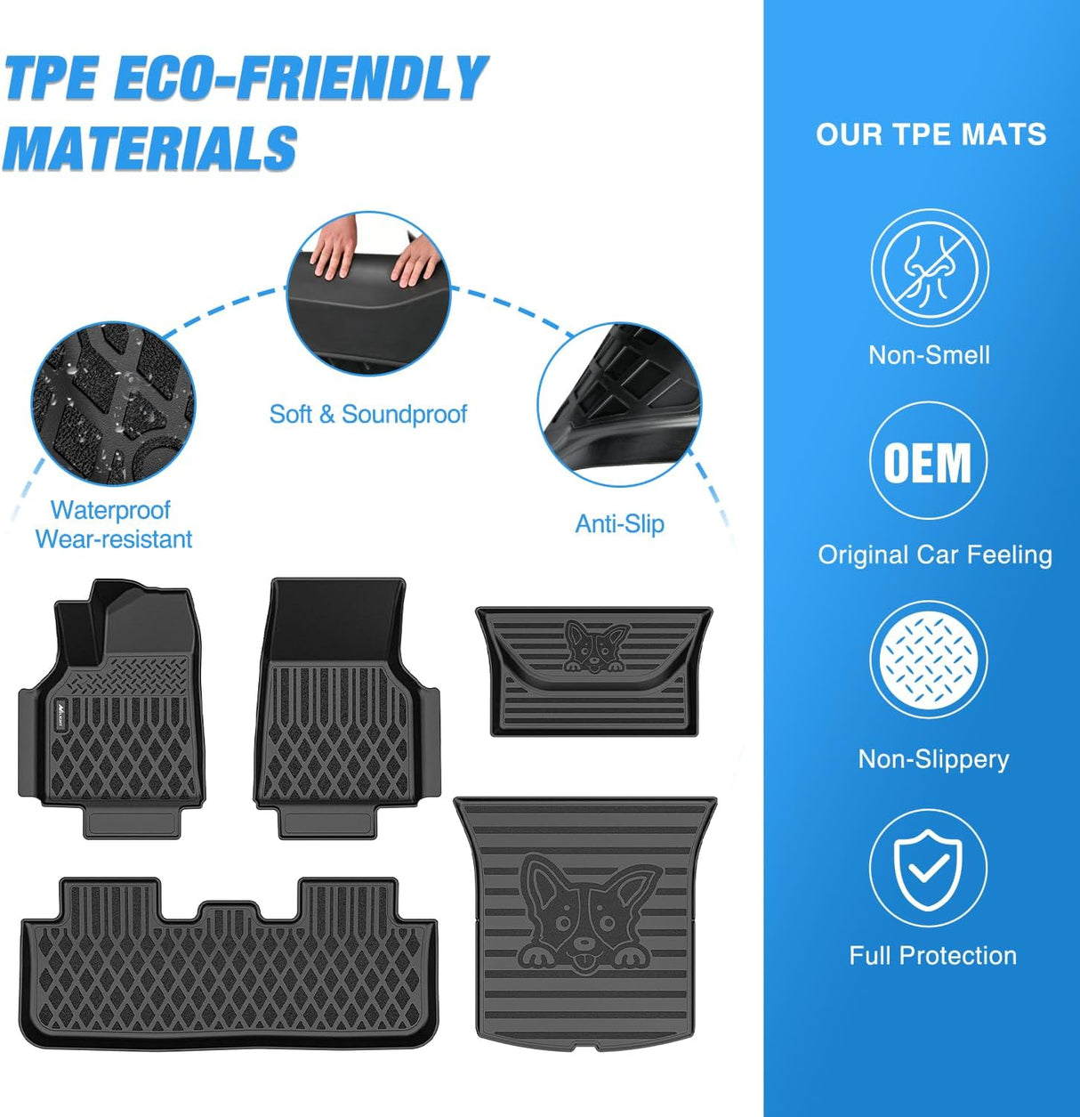 TPE Floor Mats & Cargo Mats Set for Tesla Model Y Juniper 2025 2026 All Weather Custom Fit Heavy Duty Floor Liners