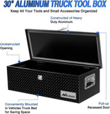 30 Inch Truck Tool Box Heavy Duty Aluminum Diamond Plate Truck Bed Toolboxes 30''X13''X9.6'' Waterproof Pick-Up Storage Tool Boxes for Bed of Truck RV Trailer with Side Handle Lock Keys, Black