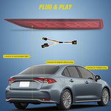 Rear Bumper Tail Light Compatible with 2019 2020 2021 2022 2023 2024 2025 Toyota Corolla Red Lens LED Reflector Bumper Lamp Brake Turn Signal Sequential Flashing Driving Taillights Replacement