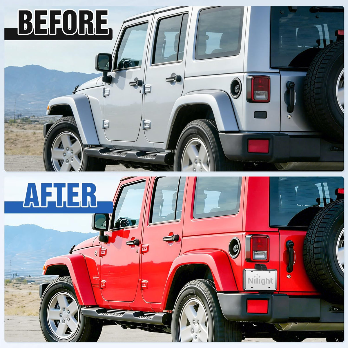 Rear License Plate Holder with Light for 2007-2018 Jeep Wrangler JK JKU Sahara Rubicon X Sport & Unlimited,Plastic License Plate Mounting Black