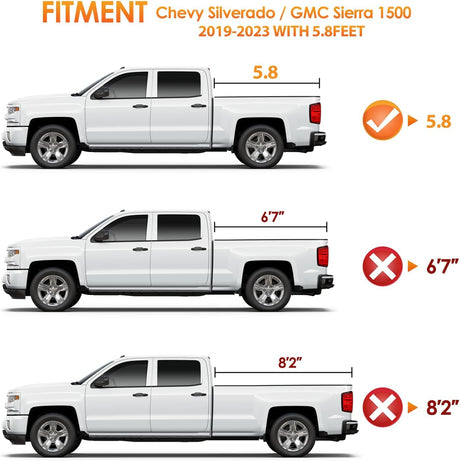 Truck Bed Tonneau Cover Hard Tri-fold Compatible with Chevy Silverado 1500/GMC Sierra 1500 2019 2020 2021 2022 2023 2024 2025-5.8ft