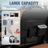 Car Seat Back Organizer 1PC Black PU Leather Universal | Cup Holder Tissue Box Removable Bucket Waterproof Multifunctional Storage Bag for Cars Vans SUVs MPVs Pickup Trucks