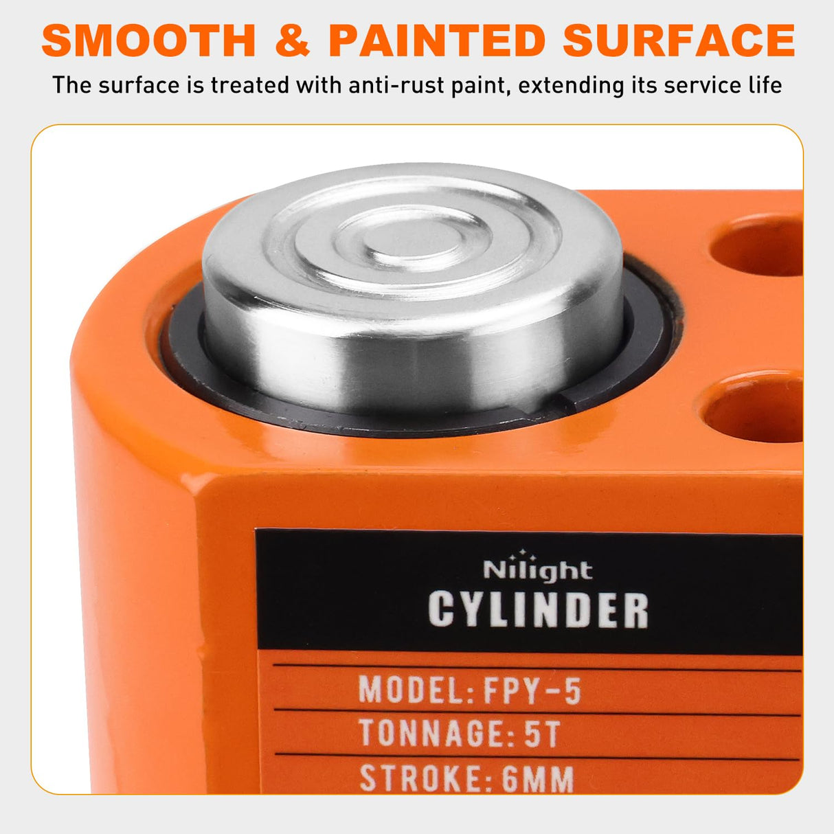 5 Ton Hydraulic Cylinder Jack Porta Power Ram, Heavy Duty Low Profile 0.24 Inch Stroke Automatically Retract Mini Jack Ram Single Acting Lifting Cylinders Small Porta Power Attachments, Orange