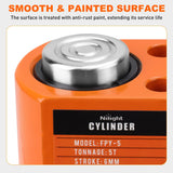 5 Ton Hydraulic Cylinder Jack Porta Power Ram, Heavy Duty Low Profile 0.24 Inch Stroke Automatically Retract Mini Jack Ram Single Acting Lifting Cylinders Small Porta Power Attachments, Orange