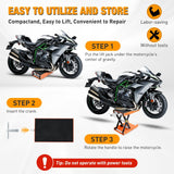 Motorcycle Lift Jack 1100 LBS Scissor Jacks Stand Lift with Wide Deck Safety Pin Handle 3.4 Inch-14.2 Inch Height Adjustable Hoist Stand Garage Repair Lifter for Motorcycles ATV Dirt Bike, Orange