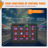 12 Gang Switch Panel Circuit Control Relay System RGB Backlight Fuse Wiring Harness Toggle Momentary Strobe Flash Modes Automatic Dimmable 12V 24V for Car Truck Camper SUV