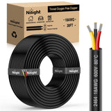 30FT 18AWG 3 Conductor Electrical Wire Tinned Oxygen Free Copper Red Black Yellow 3 Wires Parallel 600V DC Flexible PVC Case Extension Cords for LED Strips Lamps Lighting