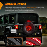 Spare Tire Brake Light Red Double Row LED Ring 3rd Third Stop Rear Wheel Lights Plug and Play Fit for 2018 2019 2020 2021 2022 2023 2024 2025 2026 Jeep Wrangler JL