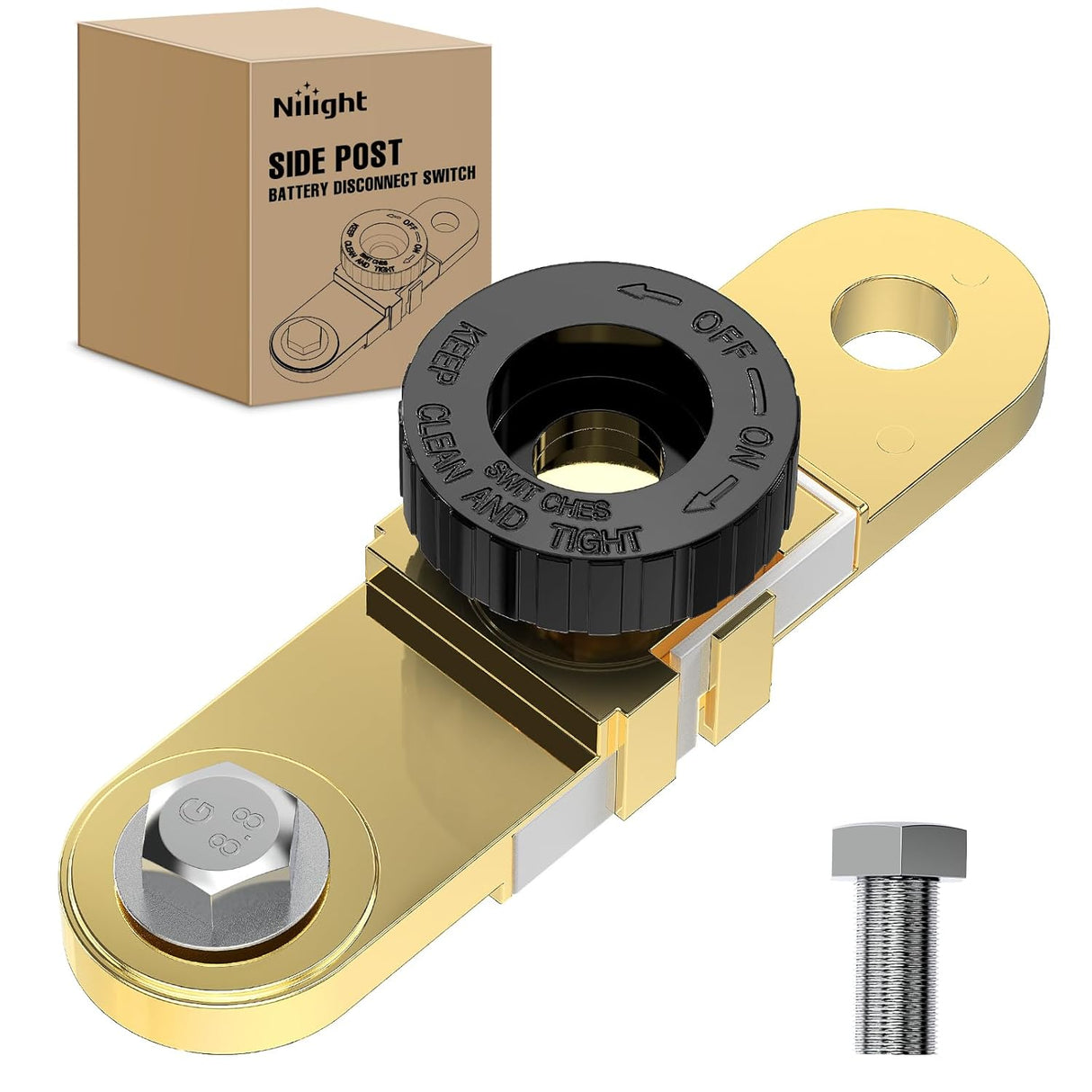 Side Post Battery Switch Heavy Duty 12DVC 125A Negative Kill Power Master Cut Off Isolator with Knob Quick Disconnect for Car Auto Truck Boat RV ATV