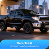 Window Visors for Toyota Tundra Double Cab 2007-2021 | Outside Mount Rain Guards Vent Visors Fresh Air Ventilation, Rain & Sun Protection Smoke Tint, 4PCS