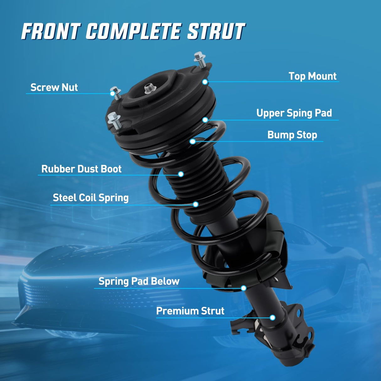 Front Struts Shocks Complete Assembly Kit Compatible with Nissan Versa 2007-2011 ALL Models, Versa 1.8L 2012 Front Shock Absorber Strut Coil Spring Assembly Pair Replace OE#172351 172352, 2PCS