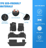 TPE Floor Mats for Nissan Armada Infiniti QX80 7seats 2025 2026 All Weather Custom Fit Heavy Duty Floor Liners