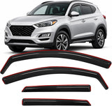 in-Channel Rain Guards for Hyundai Tucson 2016 2017 2018 2019 2020 2021, Smoke Tinted Window Visor Vent Shield Shade, Fresh Air Ventilation & Rain Protection, 4PCS