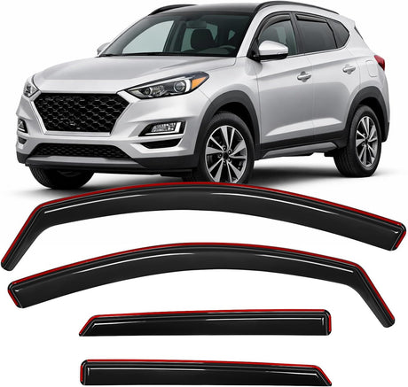 in-Channel Rain Guards for Hyundai Tucson 2016 2017 2018 2019 2020 2021, Smoke Tinted Window Visor Vent Shield Shade, Fresh Air Ventilation & Rain Protection, 4PCS