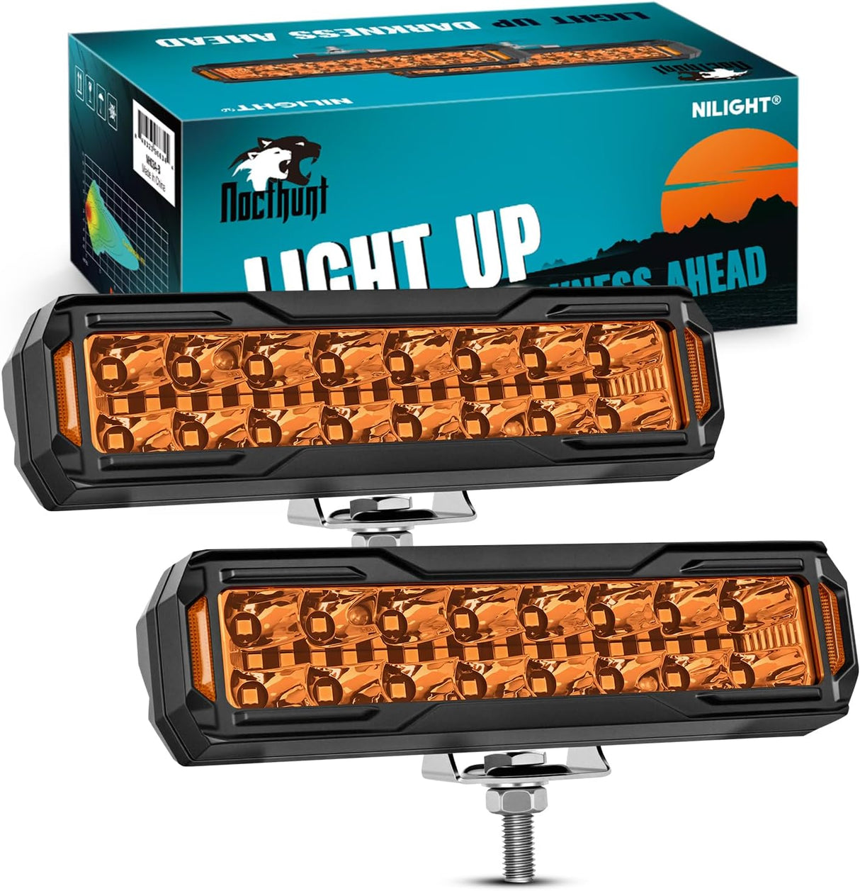 6 Inch LED Light Bar 2PCS 50W Amber Spot Flood Combo Lamps | Off Road Driving Work Fog Lights IP67 Waterproof for Truck Pickup SUV ATV UTV Boat Motorcycle 4x4 Car