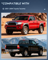 Headlight and Taillight Assembly Combo Compatible with 2001 2002 2003 2004 Toyota Tacoma OE Style Chrome Housing Amber Reflector with Red Housing Tail Lights
