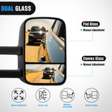 Towing Mirrors Manual Adjusted Flat Convex Glass Telescoping Folding Compatible With 1988-1998 Chevy Silverado GMC Sierra C/K 1500 2500 3500 Tahoe Suburban Yukon