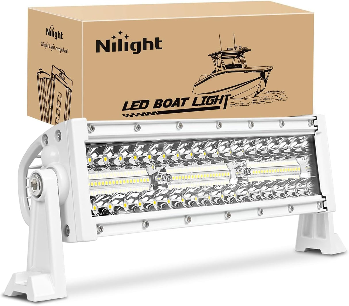 Marine LED Light Bar Navigation Lights 13.5 Inch White Spot Flood Combo Ponton Boat Deck Dock Lighting for Night Fishing T-top Stern Yacht Port Sailboat Trucks Tractors