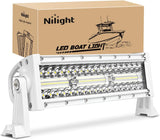 Marine LED Light Bar Navigation Lights 13.5 Inch White Spot Flood Combo Ponton Boat Deck Dock Lighting for Night Fishing T-top Stern Yacht Port Sailboat Trucks Tractors