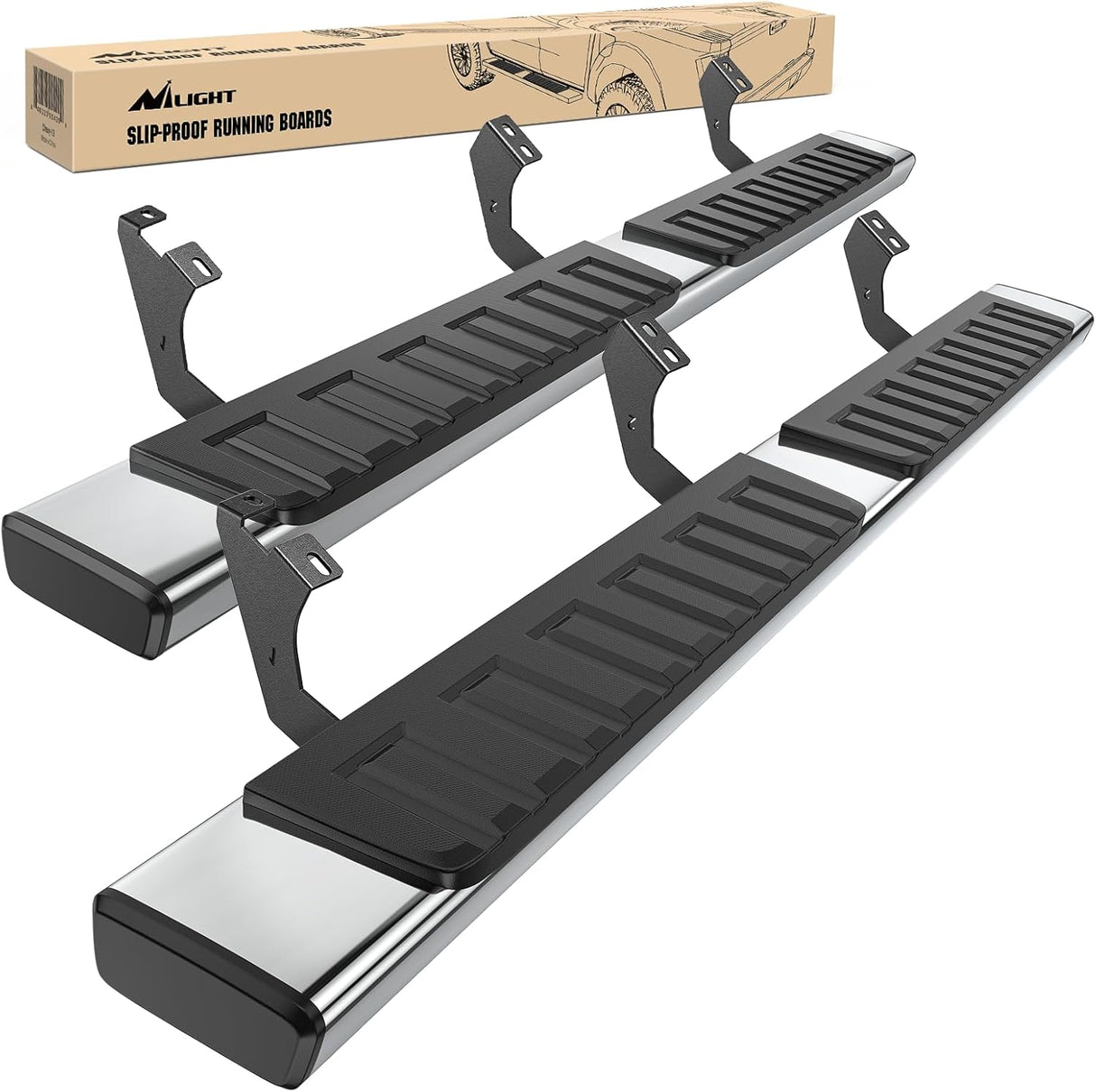 Running Boards for 2007 2008 2009 2010 2011 2012 2013 2014 2015 2016 2017 2018 2019 2020 2021 Toyota Tundra Crewmax Cab 4 Full Size Doors 6 Inch Stainless Steel Bolt-on Side Step Nerf Bars