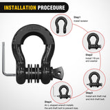3/4 Inch D Ring Anti-Theft Shackle Tow Hook Jeep Truck SUV ATV UTV | Off Road Recovery Gear 19T 41,887 lbs Break Strength 4.75T WLL Rust-Resistant Anti-Rattle Isolators Heavy Duty Black 2pack