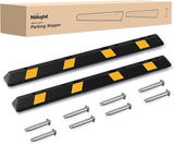 72 Inch Parking Curb - Heavy Duty Rubber Garage Car Stopper Parking Aid with Reflective Strips for Large Vehicles, 2-Pack