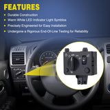 Headlight Dimmer Switch Compatible with 2004 2005 2006 2007 2008 2009 2000 2010 2011 2012 Chevy Colorado 2004-2012 GMC Canyon Warm White LED Light w/o Fog Light