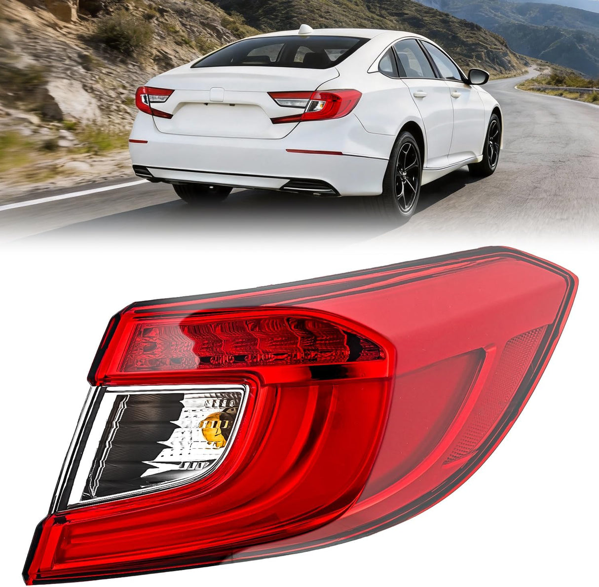 Taillight Assembly Compatible with 2018 2019 2020 2021 2022 Honda Accord Sedan 4-Door Tail Light OE Style Rear Outer Lamp Replacement Passenger Side