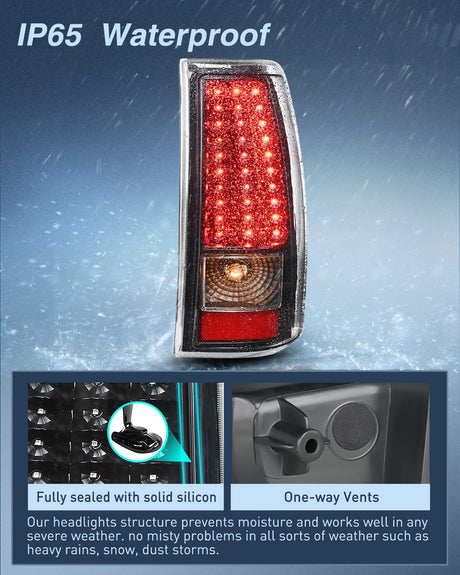 Taillight Assembly Compatible with 2003 2004 2005 2006 Chevy Silverado 1500 1500HD 2500 2500HD 3500 2007 Chevrolet Classic Incandescent Type Upgrade LED Tail Lights Rear Brake Lamps