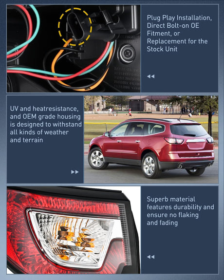 Taillight Assembly Compatible with 2013 2014 2015 2016 2017 Chevy Traverse Tail Light Replacement OE Style Driver Side with Bulbs