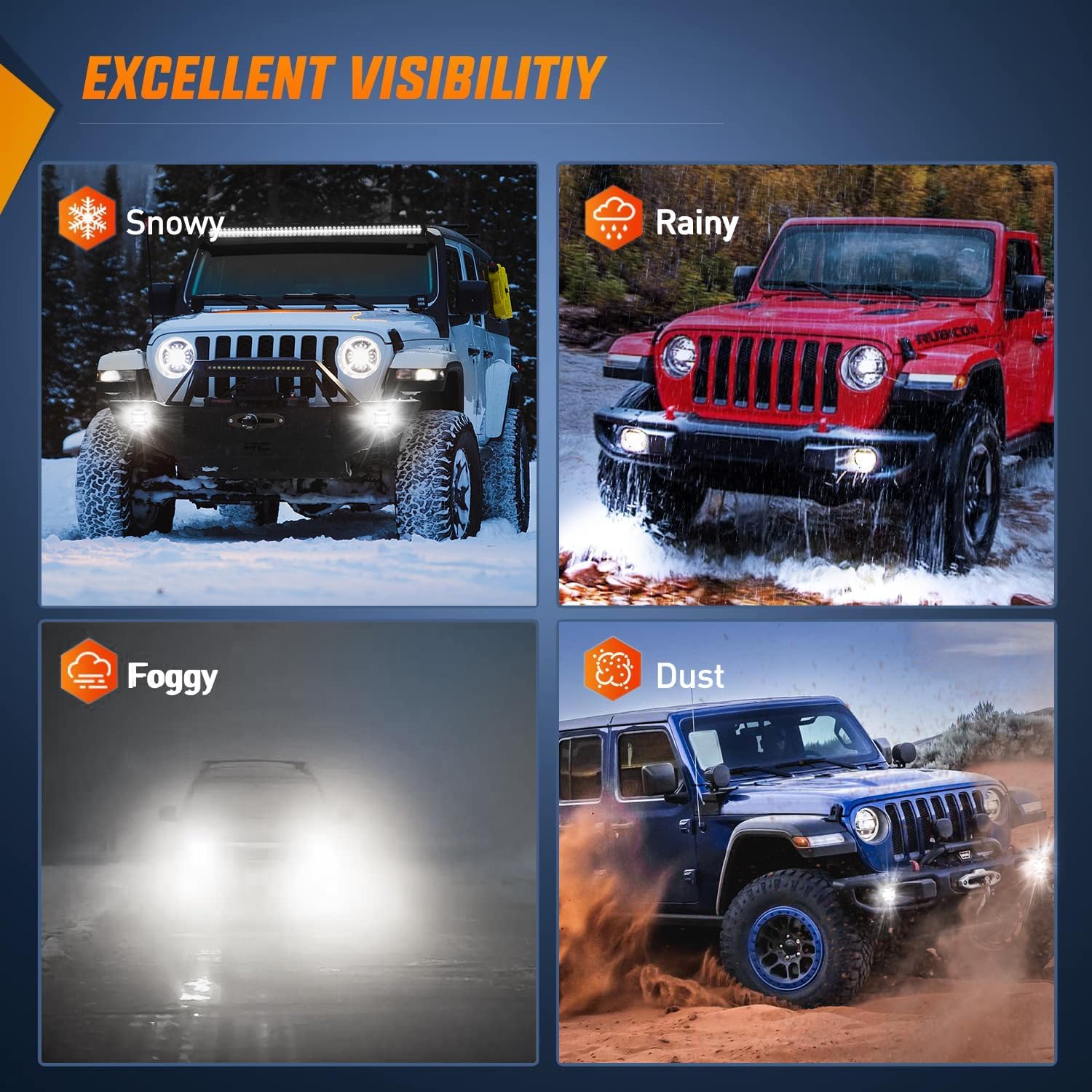 2007-2018 Jeep Wrangler JK TJ LJ DRL Fog Light Assembly Nilight
