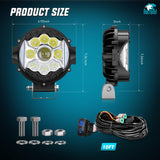 7 Inch LED Offroad Driving Lights High Low Beam 2 PCS 80W Round White Light Side Shooter Spot Flood Fog Light Pod w/ 16 AWG DT Connector Wiring Harness Kit for Jeep Truck ATV UTV SUV