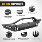 Front and Rear Bumper Compatible for 1987-2006 Wrangler TJ & YJ Rock Crawler Bumper with Hitch Receiver Winch Plate LED Lights D-Rings,Upgraded Textured Black