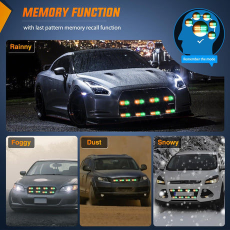 8PCS Led Strobe Lights with Controller 12V 24V Sync Feature Amber Green Light 12 24 LED Surface Mount Emergency Hazard Warning for Vehicle Car Truck RV ATV