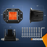 Flush Mount LED Light Pods 2 PCS 42 W Amber Upgraded Spot Flood Combo Driving Fog Lights Off Road Lights Bumper LED Work Light for Truck SUV ATV UTV Pickup Van Boat Tractor