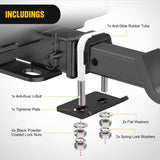Trailer Hitch Tightener for 2 Inch Trailers Hitches Mount Anti Rattle Heavy Duty Steel with Rubber Cover White U Bolt Matte Black Plate Electrophoresis Anti-Rust Triple Protective