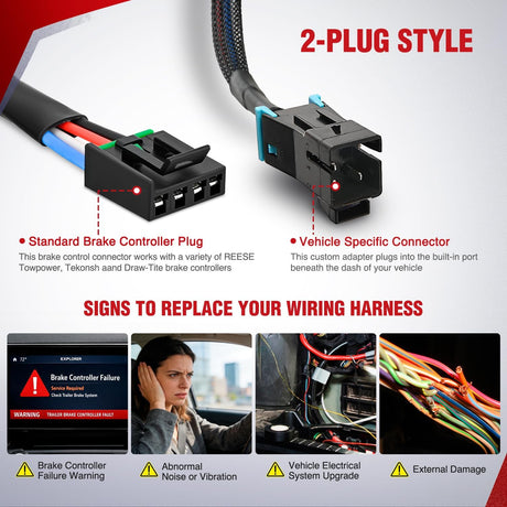 Brake Controller Wiring Harness Adapter for Freightliner SL and XC 2004 2005 2006 2007 2008 2009 2010 2011 2012 Towing Hitch Trailer RV