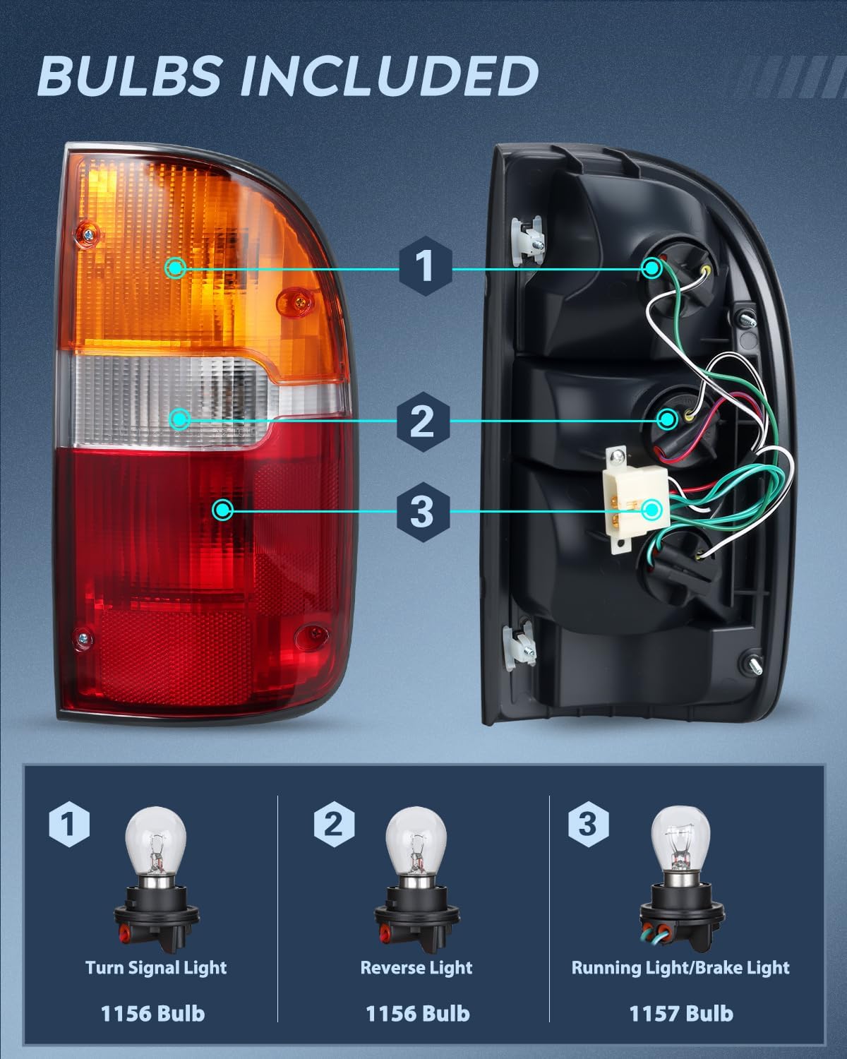 Taillight Assembly Compatible with 1995 1996 1997 1998 1999 2000 Toyota Tacoma Rear Tail Light Lamp Replacement OE Style Passenger Side