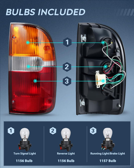 Taillight Assembly Compatible with 1995 1996 1997 1998 1999 2000 Toyota Tacoma Rear Tail Light Lamp Replacement OE Style Passenger Side