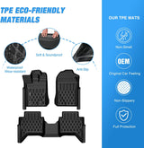 TPE Floor Mats for Ford Ranger SuperCrew Cab 2024 2025 2026 | All Weather Custom Fit Heavy Duty Floor Liners